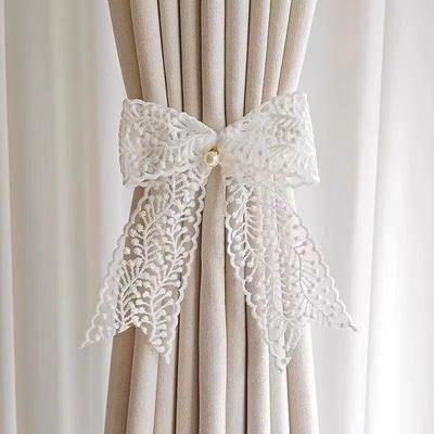 Light Luxury French Lace Bow Curtain Tiebacks, Korean No-drill Design. Elegantly Adorn Sheer Curtains, Add Romantic Vibes
