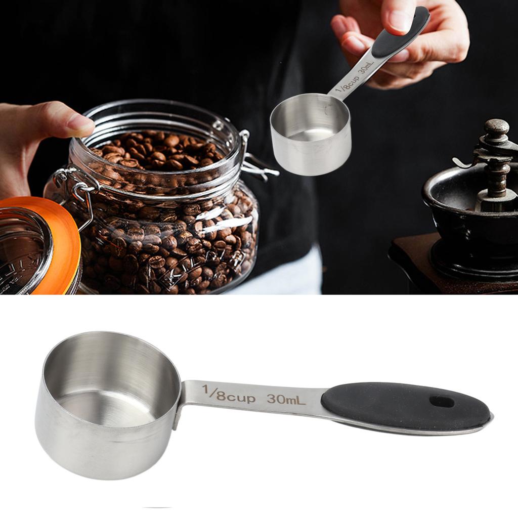 Cuchara medidora de café de 30 ml, 1/8 de taza de acero inoxidable, gran capacidad y tacto cómodo para la cocina, cuchara medidora de té.