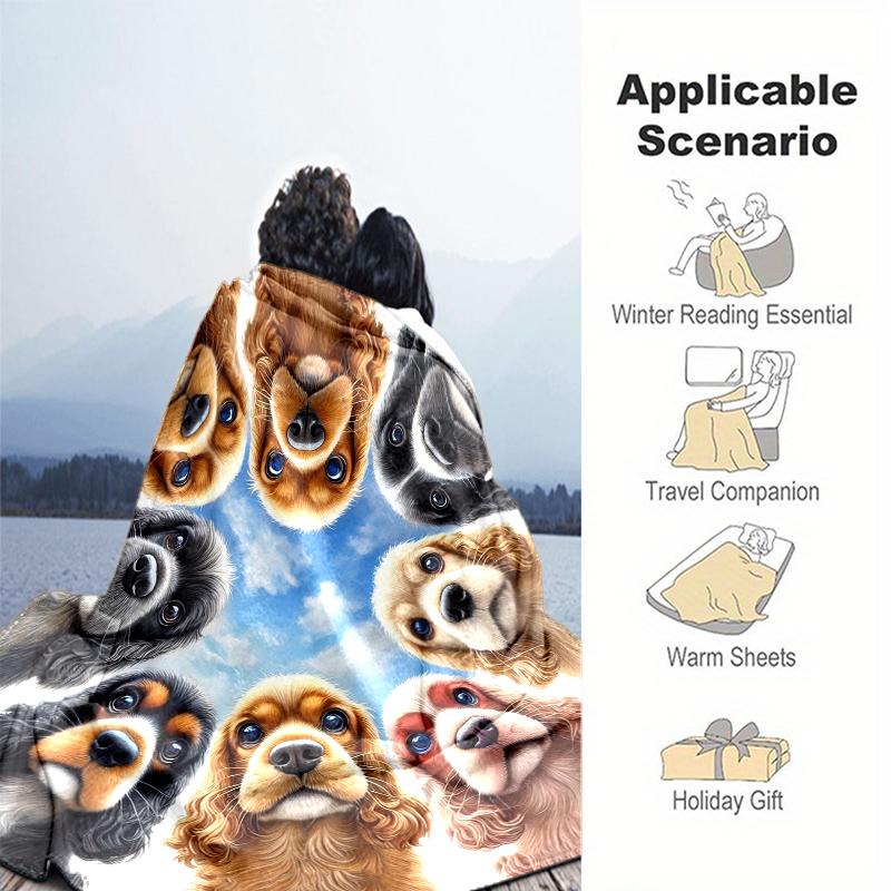 1PC Dog cute printed blanket, all season lightweight home office outdoor nap multifunctional blanket A5