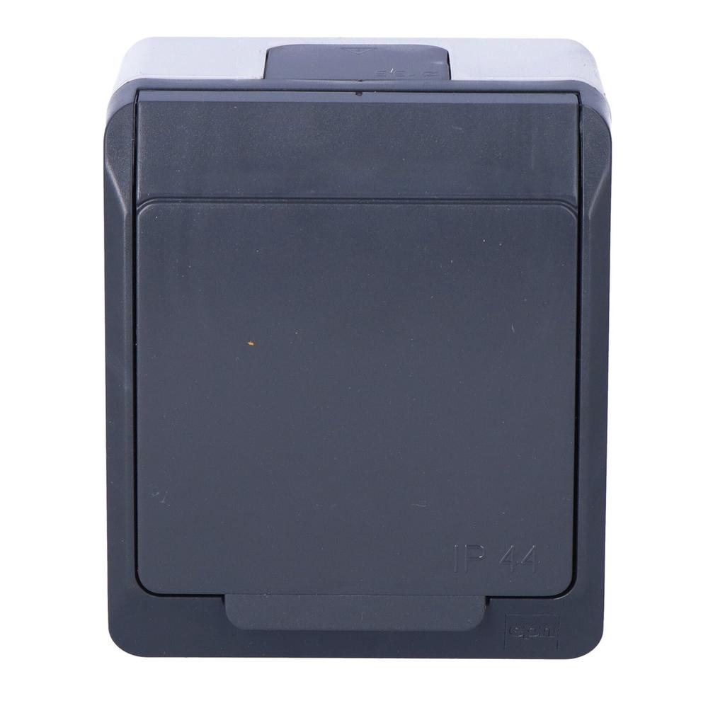 Single socket with grounding, gray/anthracite IP44 HERMES