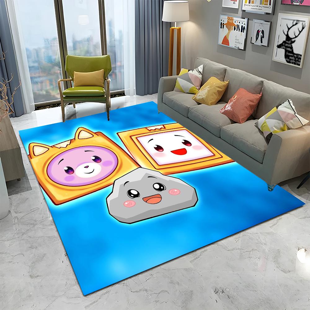 Happy Foxy Boxy and Rocky Lankybox Carpet Rug for Home Living Room Bedroom Sofa Doormat Decor,kids Area Rug Non-slip Floor Mat