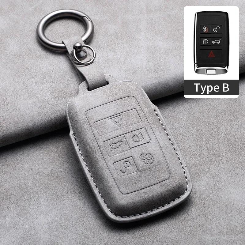 Leather Car Key Case Cover Holder Shell Keychain for Land Rover Range Rover Sport Discovery 3 4 Elander 2 Evoque Accessories