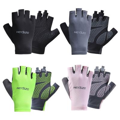 Halbfinger-Fahrradhandschuhe aus Eisseide für Männer und Frauen, für Outdoor-Sport, Fitness, Autofahren, Angeln, hochelastisch, bequemer Sonnenschutz