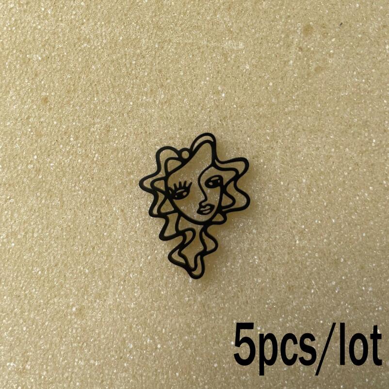 Abstract Human Face Pendant Necklace - Stainless Steel Cartoon Girl Design