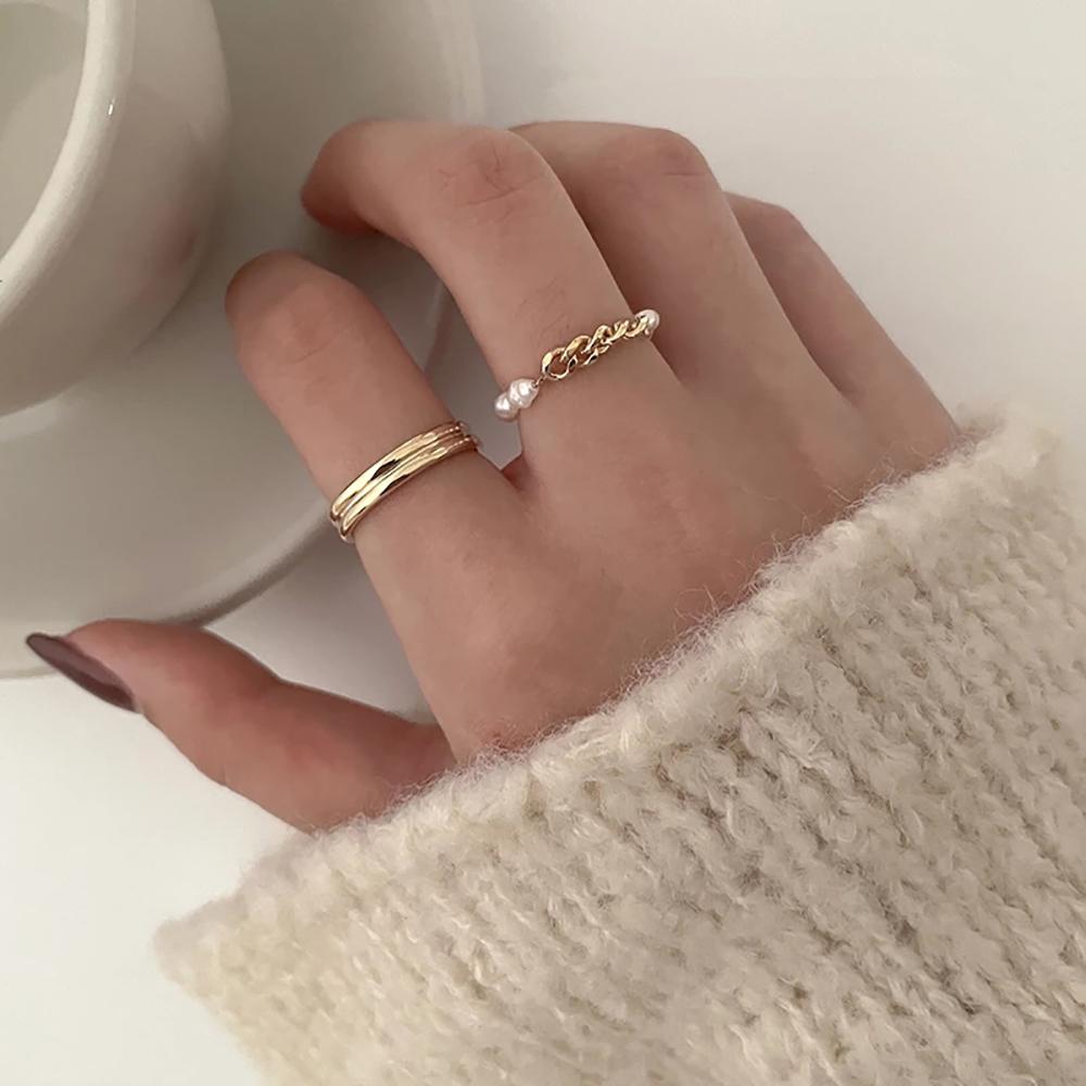 

Metal Gold Plated Gifts women Jewelry for Women Girls Metal Rings Ring Set Finger Rings Pearl Ring