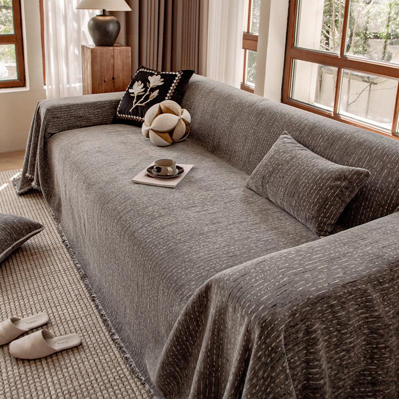 

Чехол для полотенца на диван в винтажном стиле, устойчивый к царапинам, одеяло из синели, универсальное мягкое цельное роскошное защитное покрытие для дивана, кресла и мебели 180x130cm серый