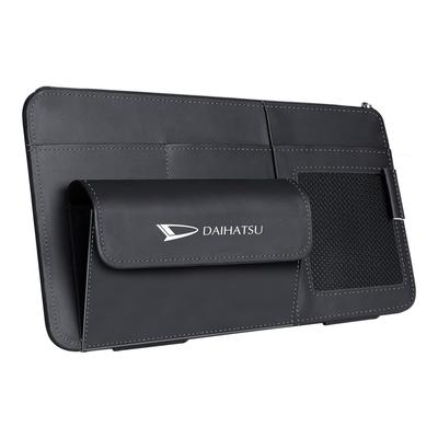 Poche pour pare-soleil de voiture InnoWave Compatible avec Daihatsu Rangement pour voiture Rangement en cuir Sac noir, Poche multifonction, Porte-