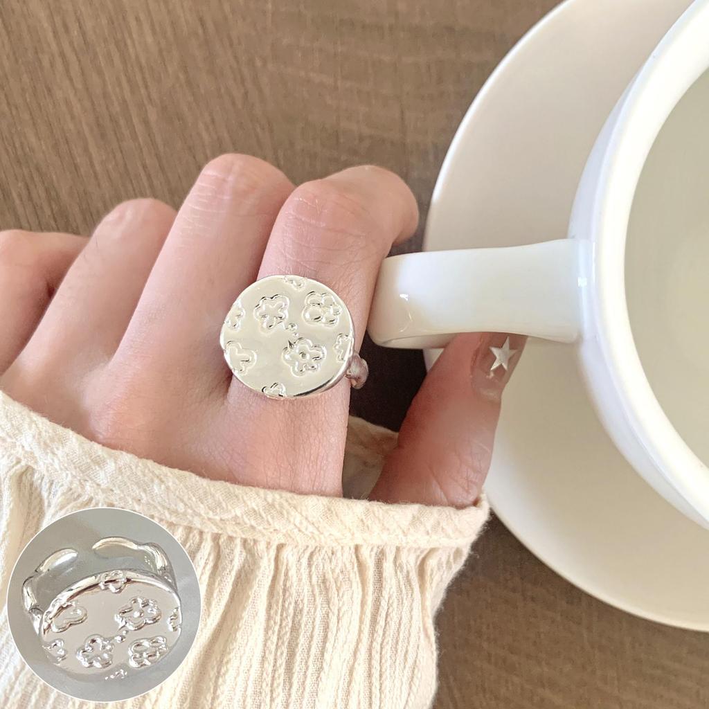 European-American S925 Silver-Plated Geometric Open Ring - Retro, Creative, and Stylish Index Finger Design for Women