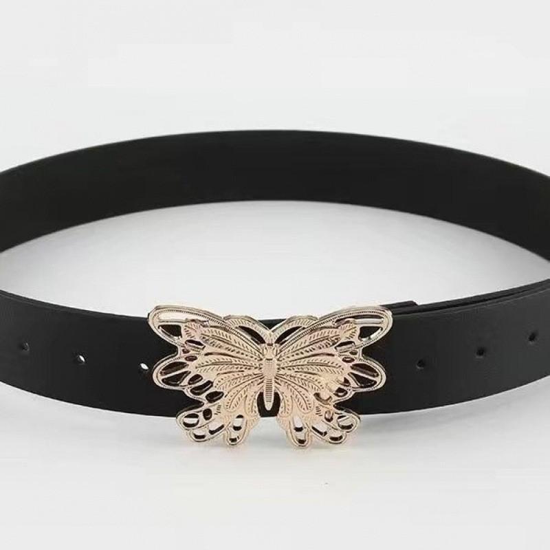 Trendy Millennial Punk Metal Buckle Butterfly Belt In Elegant Silver And Various Hues
