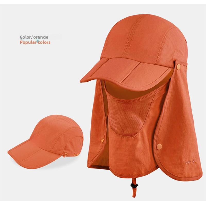

Spring and summer popular outdoor hat, full protection, sun protection, face covering, large brim, mosquito-proof hat Adjustable помаранчевий