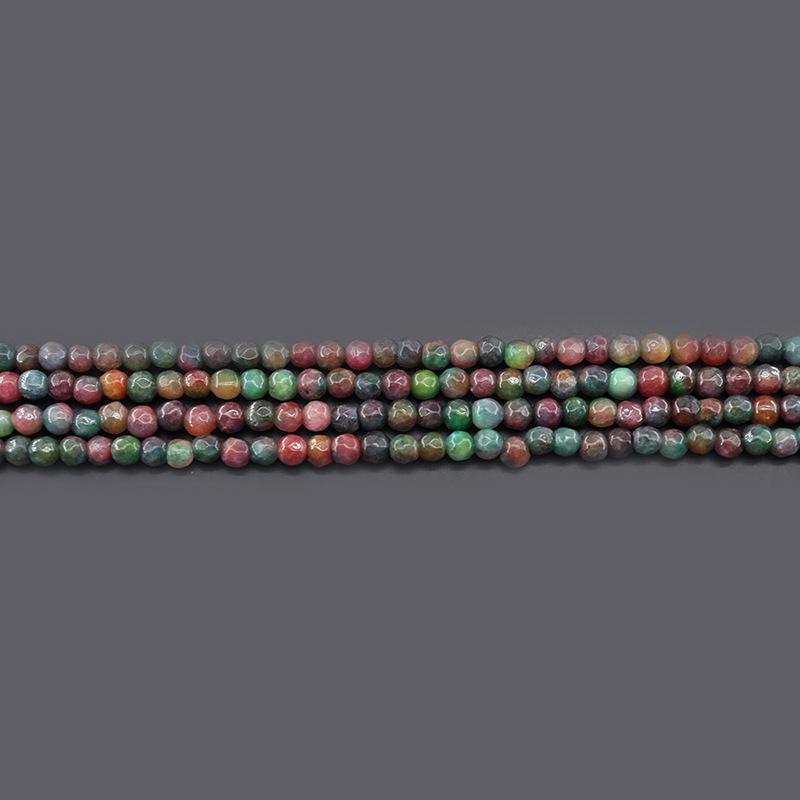 4mm Faceted Rose Three-Color Rainbow Jade Natural Stone Loose Beads for DIY Jewelry