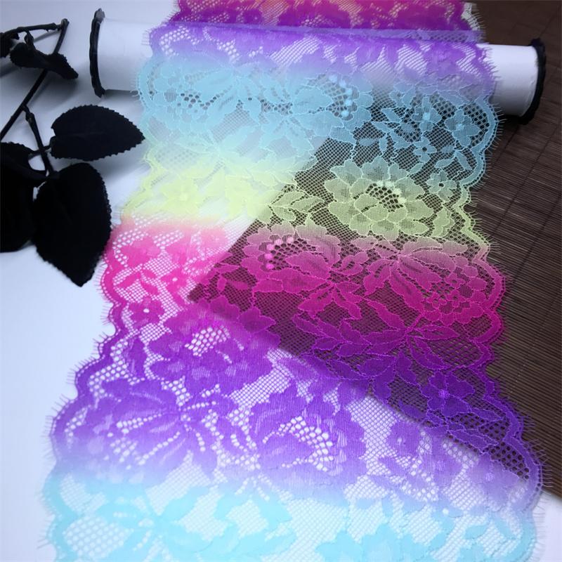 

20.5cm wide Elastic Eyelash Lace, Stretch Sewing Lace Fabric for Lingerie, Bra, Underwear, Garment, Crafting 1 meter x 20.5 cm разноцветный