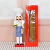 Handcrafted Wooden Christmas Nutcrackers Chefs Statue With Blue Plaids Apron Vintage Holiday Tabletop Display Ornament