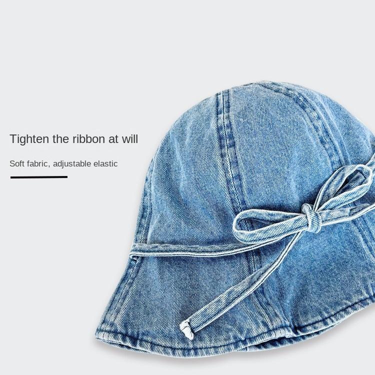 Sweet Face Covering Bow Hat Smiling Face Revealing Face Small Basin Hat Breathable Sun Protection Cowboy Fisherman Hat Summer