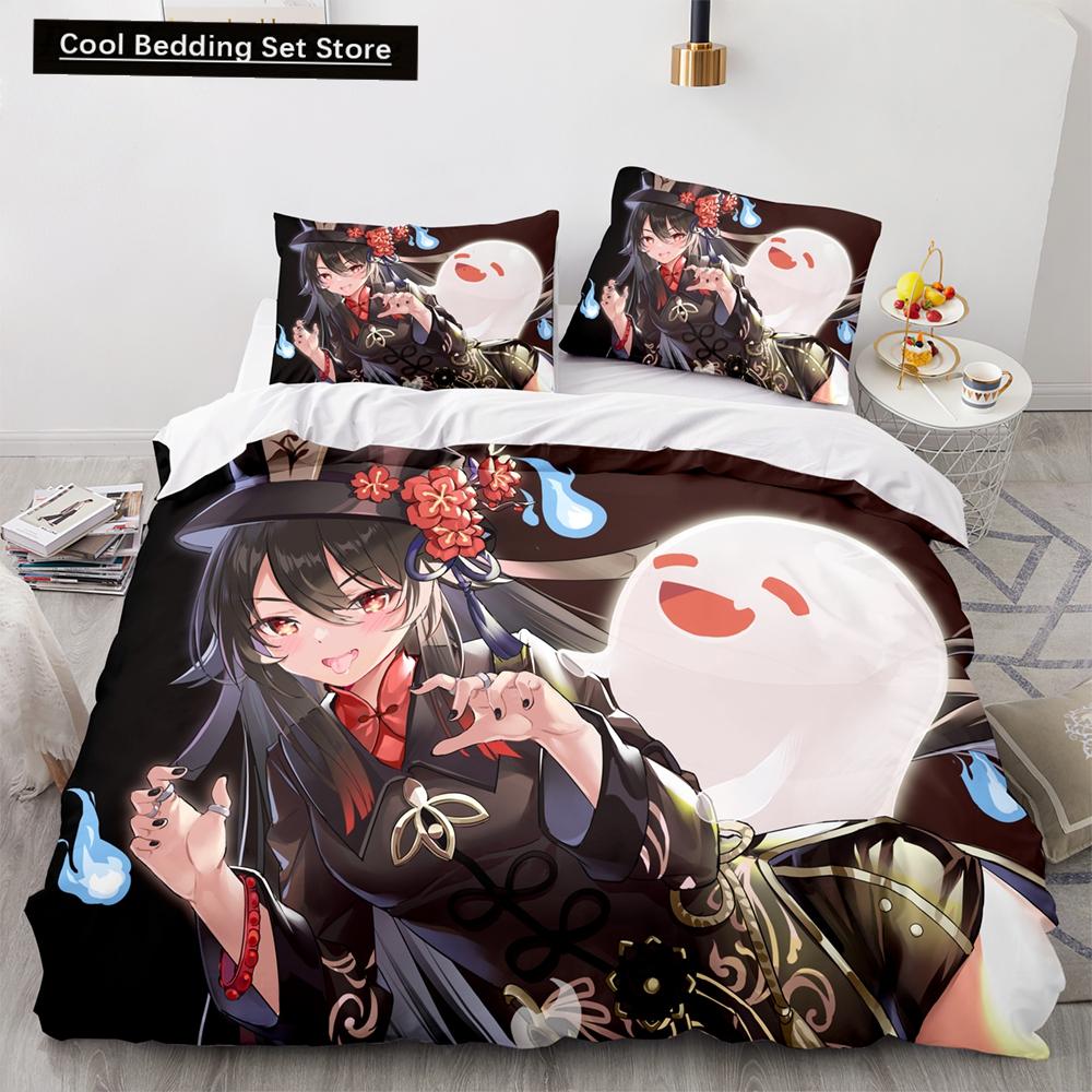 Genshin Impact Bedding Set Single Twin Full Queen King Size Game Anime Bed Set Aldult Kid Bedroom Duvetcover Sets 3D Print Anime