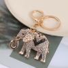 Keychain Sparkling Rhinestones Inlaid Elephant Design Keychain Pendant Enamel Oil Drip Process Smooth Edges Spring Buckle Key Holder Car Keys Good