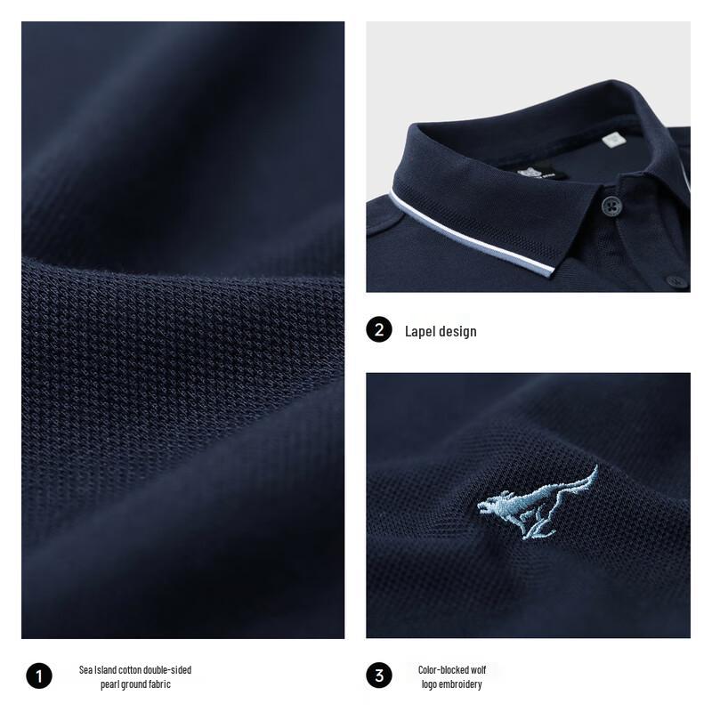 Qipiwang Men's Volcanic Rock Long-Sleeve Polo Shirt