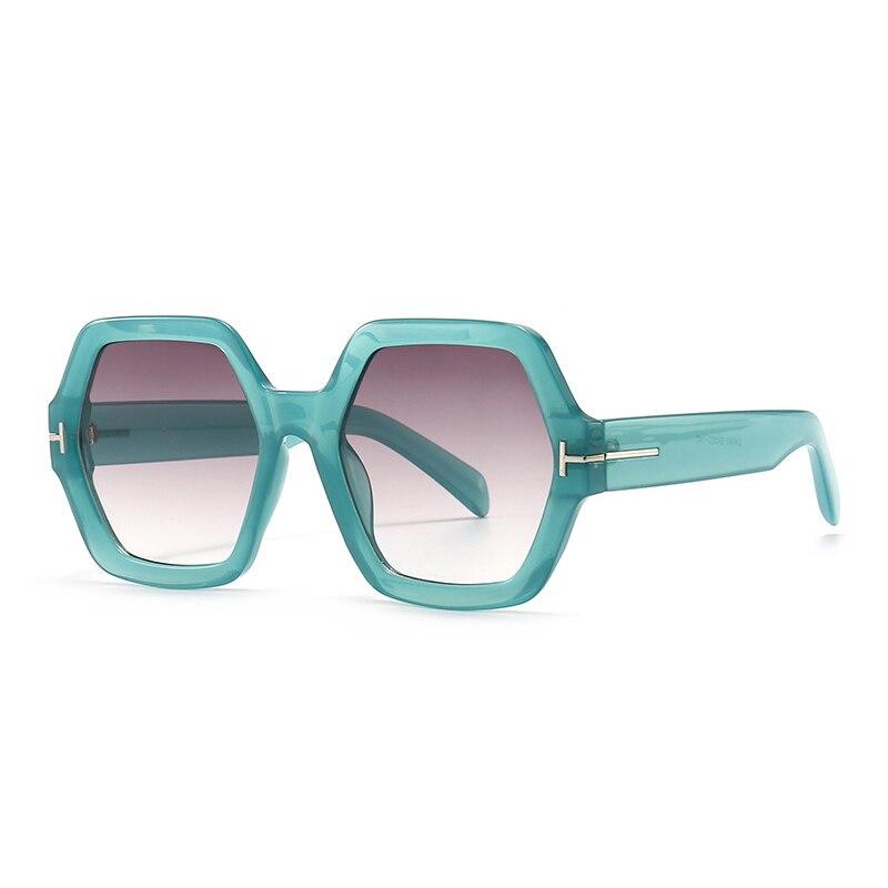 SO&EI Mote Polygon Square Dame Solbriller Retro Merke Designer Jelly Tea Eyewear Menn Gradient Solbriller Shades UV400