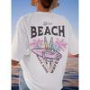 Letter Sea Turtle Print T-Shirt Ocean Sea Turtle Coral Graphic Women's Oversized Crew Neck Casual Tee for Daily Wear