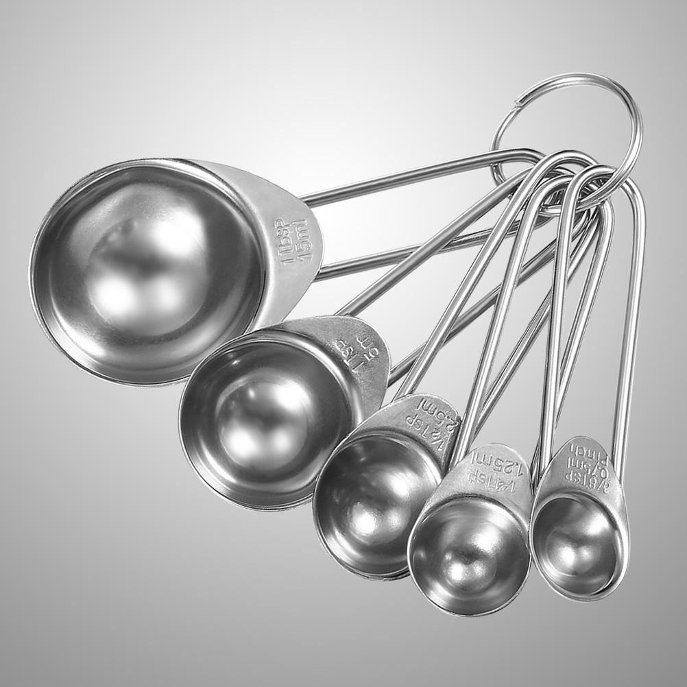 Set de 5 lingurițe de măsurat din oțel inoxidabil, lingurițe de copt imbricate, pentru ingrediente uscate și lichide, arome