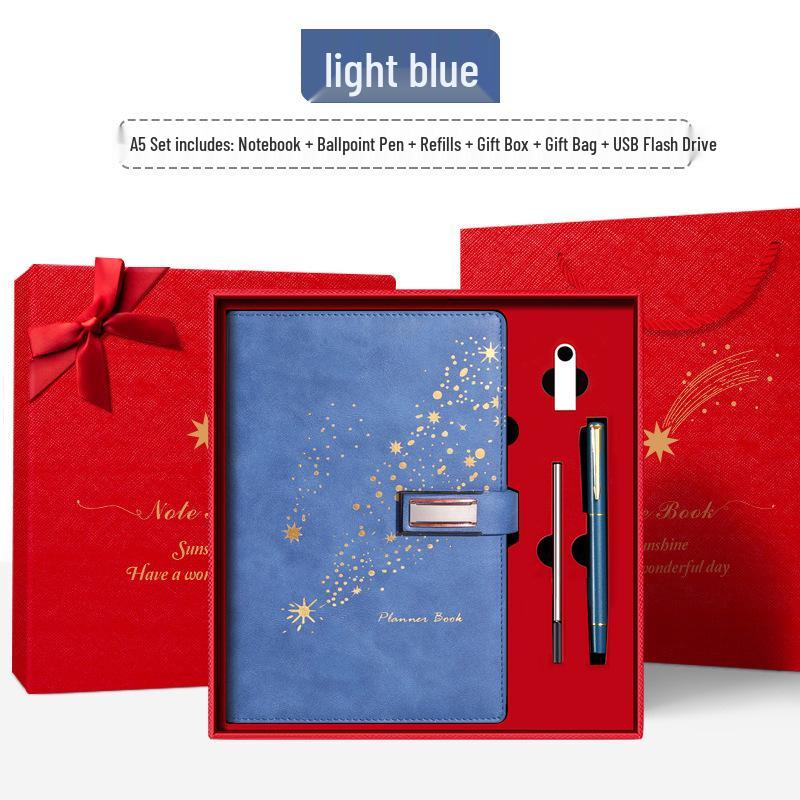 Set de regalo de cuaderno Star Double Line 2026: Libro de registro de reuniones de negocios y oficina de mayor grosor