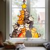Cats Christmas Tree Suncatchers Colorful Glass Panel Suncatchers Decors Birthday Gift Women Stained Glass Window Hanging
