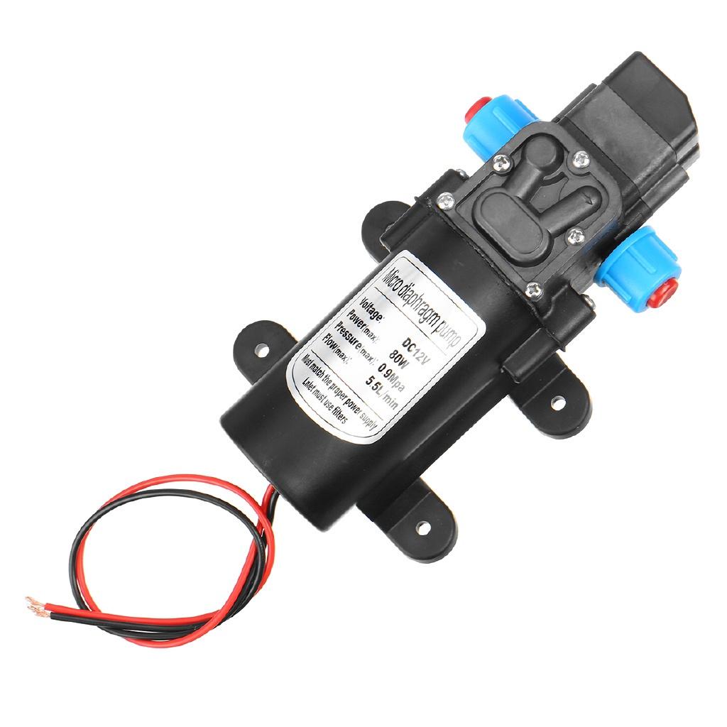 Dc 12V 80W Micro Electric Diaphragm Water Pump Automatic Switch 5.5L / min High Pressure Car Wash Water Pump  0.9Mpa