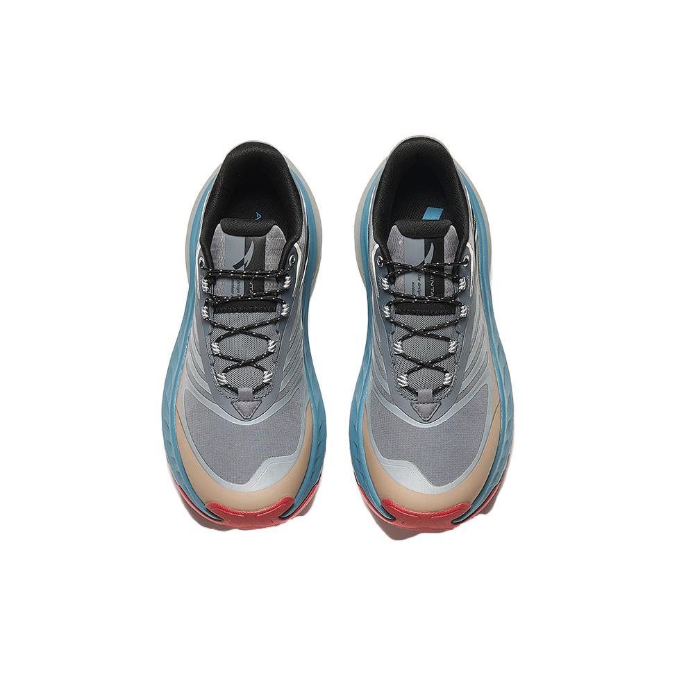 Anta Wild Discovery Men Low Top Mesh Breathable Cushion Trail Running Shoes Grey Brown Blue 912345588-3