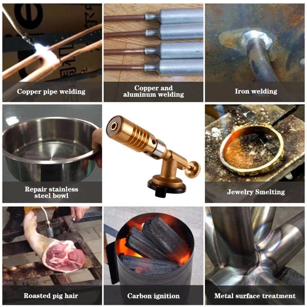 Portable Welding Torch Gas Burner Flame Gun High Temperature Brass Copper Gas Torch Brazing Solder Propane Bakeware