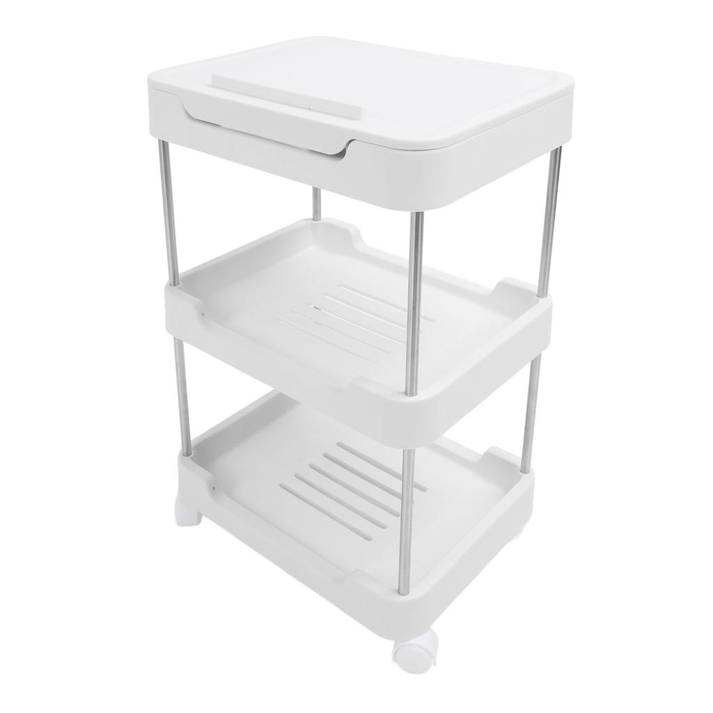 Rollwagen mit Tischplatte Mehrstufig Multifunktional Modisch Räder Aufbewahrungswagen für