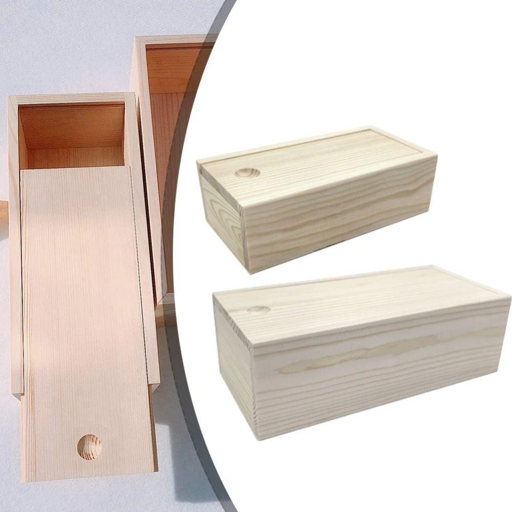 Blank Pine Pull-out Box Natural Case Slide Jewelry Case Gift Box Wood Storage Box DIY Case
