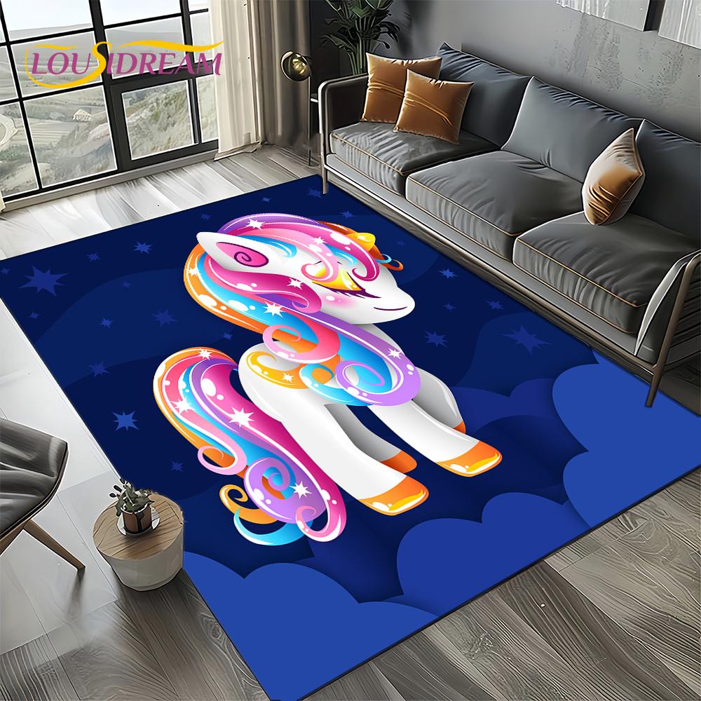 Unicorn Cartoon Cute 3D Dream Girl Carpet Rug for Living Room Bedroom Home Sofa Decoration,Kid Area Rug Non-slip Floor Mat Gift