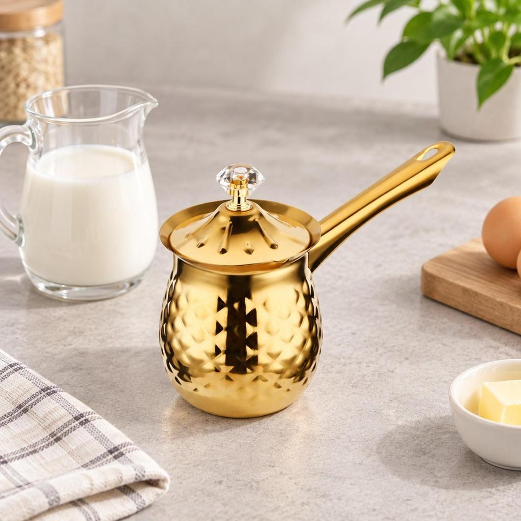 Stainless Mini Cooking Pot Lidded Hammered with Lid Colored 200ML