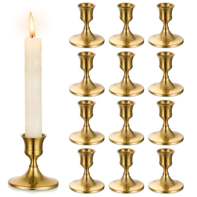Modern Minimalist Short Candlestick Holders Metal Gold Black Silver Candle Stand For Home Table Wedding Festival Party Decor