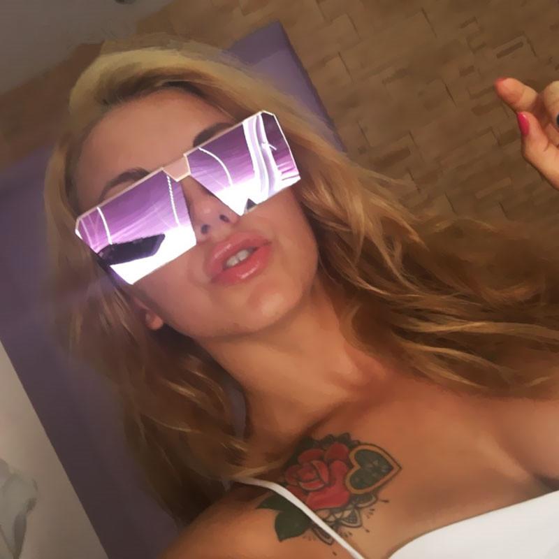 Fashion Luxury Brand Designer Oversized Square Sunglasses Women For Men Vintage Flat Top Mirror Shades Trend Punk Sun Glasses