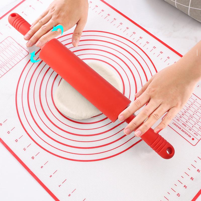 Non-Stick Plastic Handle Pin Pastry Dough Flour Roller Silicone Rolling Pin Pizza Pasta Roller Kitchen Pastry Baking Tool