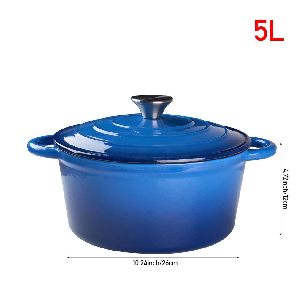 5 Liters of Blue Enamel Cast Iron Cooking Pot