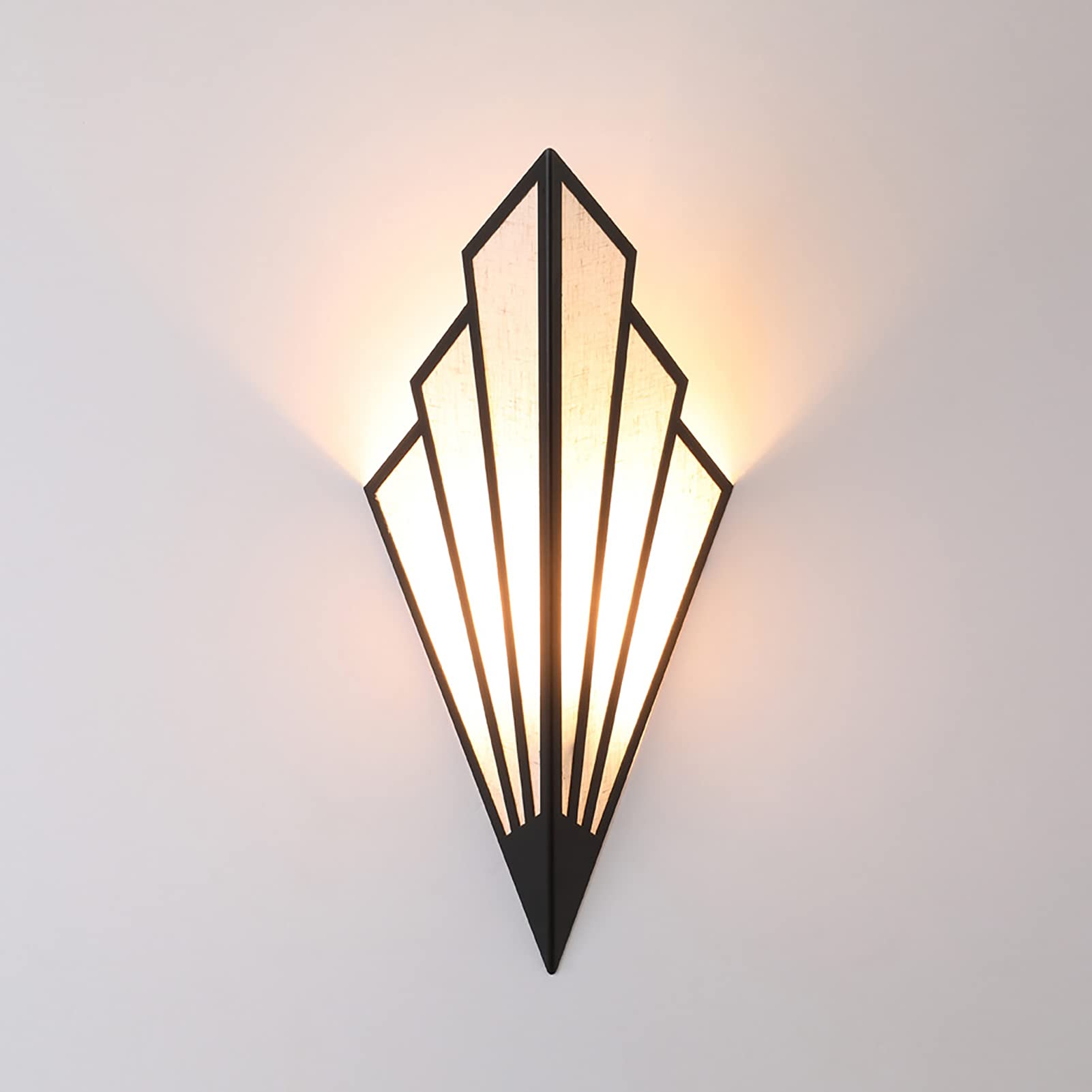 

Светодиодный винтажный веерообразный настенный светильник, настенные бра в стиле ар-деко, льняное настенное крепление, минималистская лампа E14 для гостиной, спальни чёрный