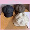 Pu Material Letter Curved Brim Octagonal Cap Cold Season Accessories Fashion