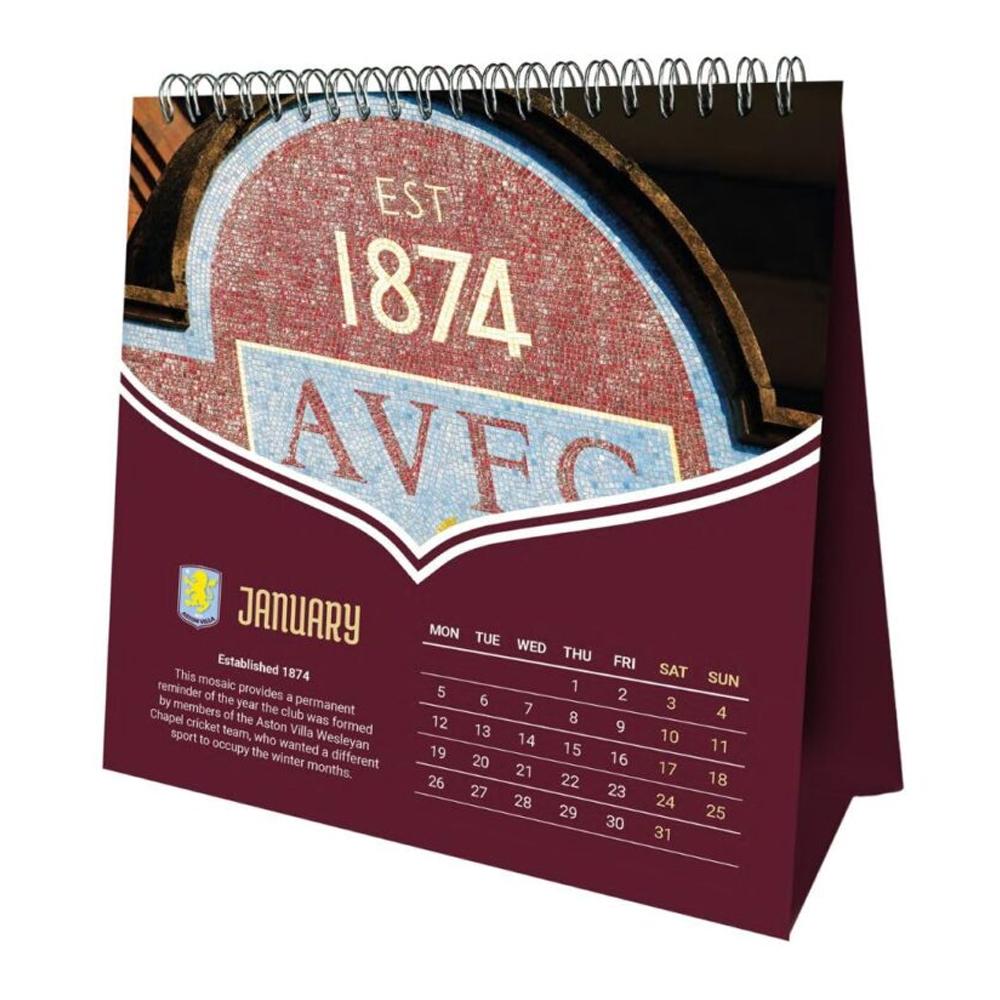 Aston Villa FC 2026 Crest Desktop Calendar