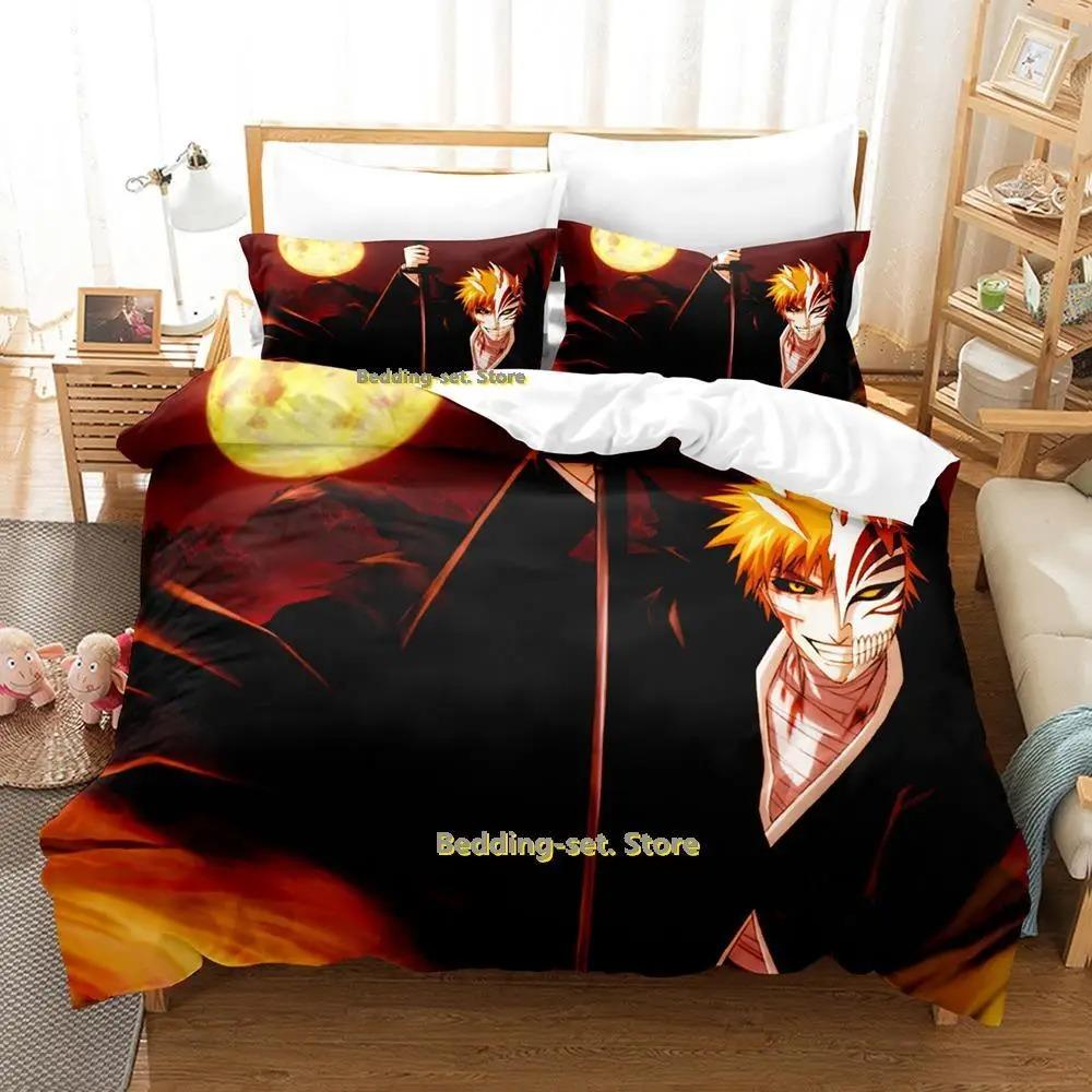 New Bleach Anime Bedding Set Cartoon 3 Piece Duvet Cover for Adult Kid Bedroom Cool Design