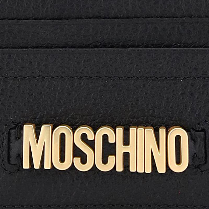 Moschino Textured Open Closure Leather Card Holder Wallet Women Wallet Black A811680030555