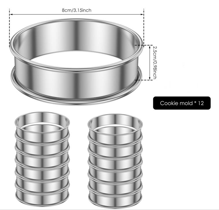 

12 stainless steel pancake ring surface pancake ring double roll anti rust non stick pie mold multi-purpose kitchen cooking ring