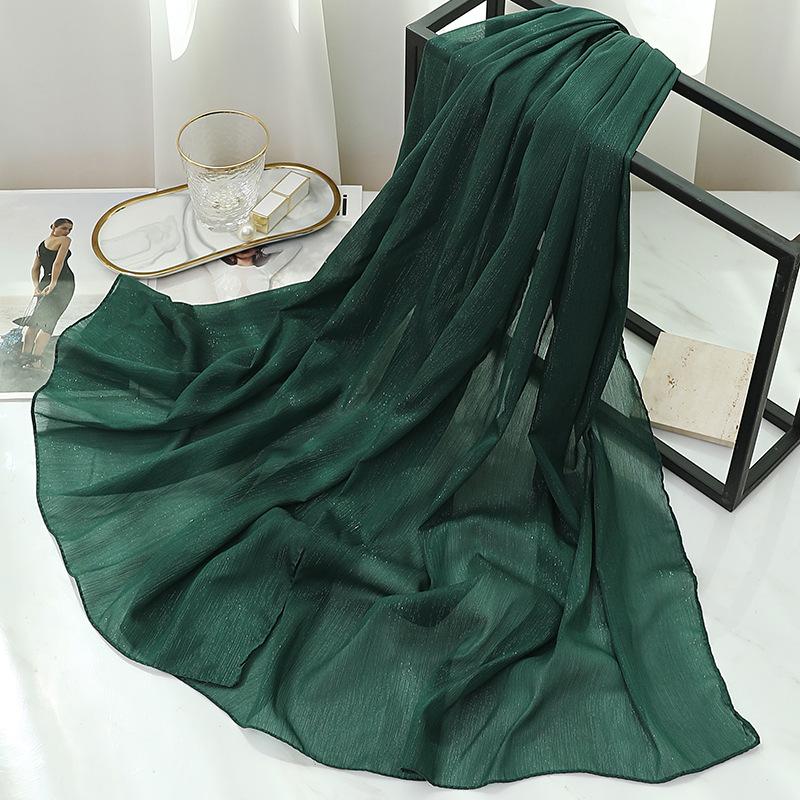 170X70Cm Silk Scarf Shawl Solid Southeast Asian Headscarf Large Travel Shawl Versatile Textured Chiffon Scarf Wrap Poncho Hijabs