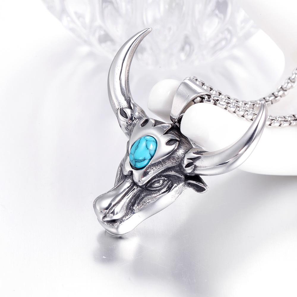 Men s Domineering Bull Head Retro Necklace серебряный