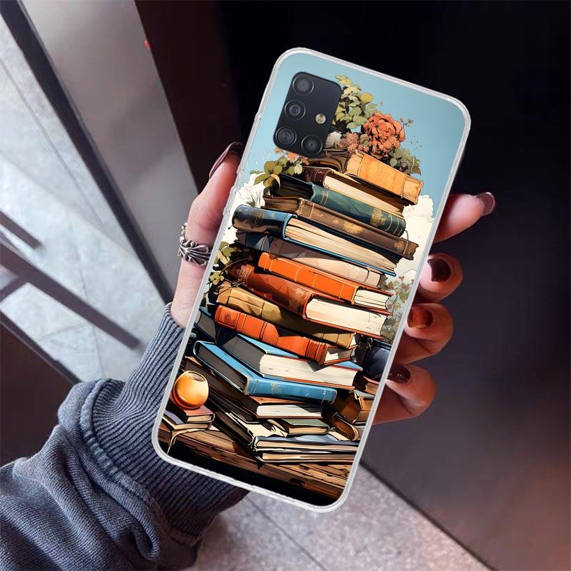 Read Books illustration Reading Phone Case For Samsung Galaxy A12 A52S A42 A32 A22 A51 A50 Note 20 Ultra 10 S10 Plus A71 A70 A31