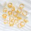IF ME 17Pcs/Set Vintage Gold Color Irregular Geometric Rings Set for Women Elegant Exaggerated Twist Metal Thick Open Ring Jewelry