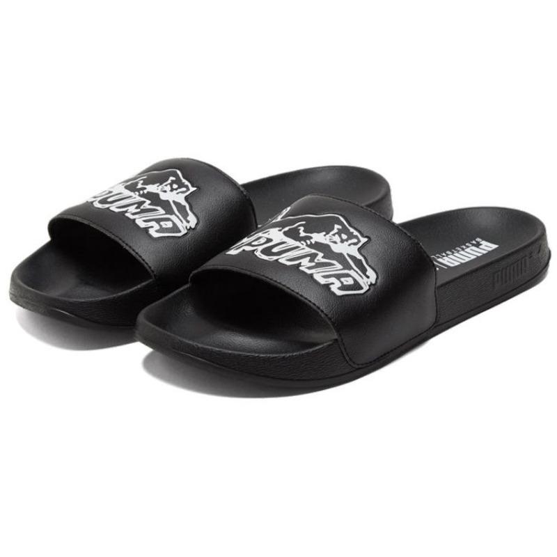 PUMA Leadcat Sport Rubber Sole Slide Slippers Unisex Black White 382501-02