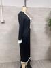 2025 Elegant Cross-border Color Block V-Neck Midi Dress for Spring and Autumn