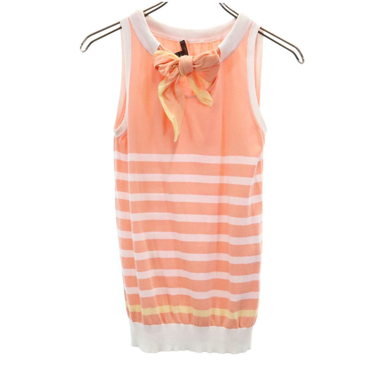 

LOUIS VUITTON made in Italy Border Pattern No sleeve knit XS salmon pink Women Used